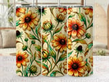 Watercolor Black Eyed Susan Tumbler Wrap PNG, Floral Fall Autumn Seamless Sublimation Design, 20oz Skinny Tumbler Digital thumbnail 5