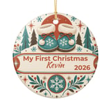 Baby First Christmas Ornament Personalized, Custom Name Year Winter Booties Keepsake, Retro Holiday Tree Decor Gift for New Mom Dad thumbnail 3