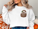 Black Santa Pocket Graphic, Leopard Print Christmas Santa Clipart, Cute African American Santa PNG, Trendy Holiday Cheetah Print Design thumbnail 1