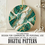 Emerald Gold Marble Tumbler Design, Digital Paper, Watercolor Flowers, Floral Backgrounds, Junk Journal, Printable PNG, Scrapbooking thumbnail 3