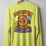 Pickleball Sport-Tek Long Sleeve Tee, Monster Dinks Funny Paddle Art, UV Morning Sun Shield Shirt thumbnail 9