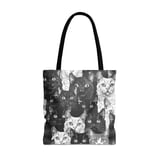Cat Pattern Tote Bags, Throw Pillow, iPhone Case, Feline Design, Cat Lover Gift, Pet Art, Cute Animal Print, Black and White thumbnail 4