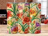 20oz Tumbler Sublimation Seamless Tapered PNG, Vibrant Daylily Floral Digital Design, Free Car Coasters Included, Instant Download thumbnail 8