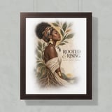 Black Woman Art Poster Rooted and Rising Print, Afrocentric Wall Decor, Melanin Botanical Framed Poster, Empowering African American Gift thumbnail 12