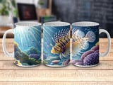 Vibrant Coral Reef Ocean Mug Wrap Digital Design 11oz 15oz Sublimation, Underwater Scene Marine Life Coffee Cup PNG Download thumbnail 7