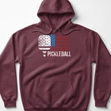 Pickleball Gildan Fleece Hoodie, Pickleball Patriotic USA Flag Graphic Print, Warm Court Pullover thumbnail 3