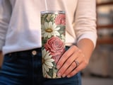 Floral Leopard 20oz Tumbler Wrap, Red Roses Tumbler Design, Cheetah Print, Sublimation PNG, Digital Download, Tumbler Template thumbnail 3