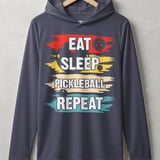 Pickleball Sport-Tek Performance Hood, Eat Sleep Pickleball Repeat Retro Graphic, Lightweight Hoodie thumbnail 2
