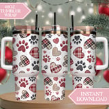 Digital Bundle Pattern, Hearts and Paw Prints, Seamless Pattern, Valentine Sublimation Design, Pet Lover, PNG, JPG, Digital Paper, Fabric thumbnail 10