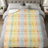 Watercolor Plaid Throw Blanket: Soft, Lightweight, Home Decor, Matching Pillows thumbnail 11