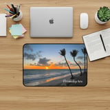 Relaxing Beach Sunset Mouse Pad, Tropical Palm Tree Ocean Desk Mat, Personalizable Coastal Work From Home Aesthetic Office Gift for Traveler thumbnail 6