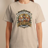 Happiness Is A Beer In Both Hands T-Shirt, Funny Drinking Tee, Craft Beer Lover Gift, Vintage Pub Style Graphic Shirt, Oktoberfest Apparel thumbnail 7