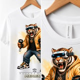 VR Tiger Gamer Shirt for Boys, Funny Virtual Reality Gaming Tee, Kids Birthday Gift, Pixo League by Farron House thumbnail 10