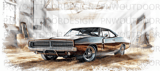 Classic Muscle Car 40oz Tumbler Wrap Sublimation Design | Distressed Garage Tapered PNG Seamless Automotive File + Car Coasters Digital thumbnail 14