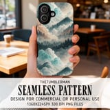 Watercolor Landscape Digital Pattern, Mountain Forest Clouds Digital Bundle, Scenic Print, Wall Art Design, Digital Art Prints, PNG JPG thumbnail 6