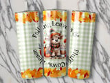 Falling Leaves Cow 20oz Seamless Tumbler Wrap, Autumn Highland Cow, Highland Cow Sublimation, Coffee Pumpkin, Cute Fall Seamless Design thumbnail 3