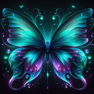 Glowing Teal and Purple Butterfly Art