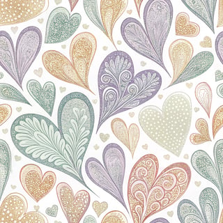 Digital Pencil Sketch of Colored Hearts
