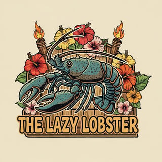 Tiki-Style Lazy Lobster Logo