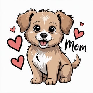 Cute Cartoon Dog with Mom Text