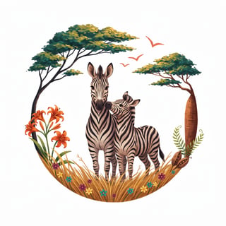 Elegant Central Zebras in Vibrant Scene