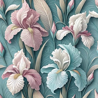 3D Pink and Teal Irises Artwork