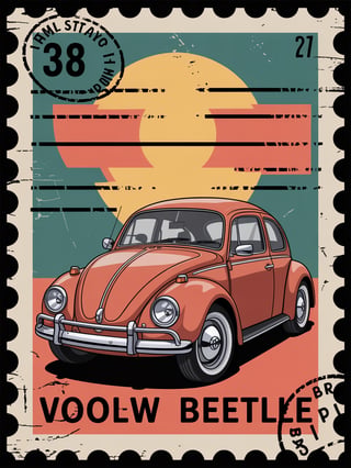 Vintage VW Beetle Postage Stamp