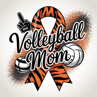 Volleyball Mom Tiger-Striped Ribbon Art