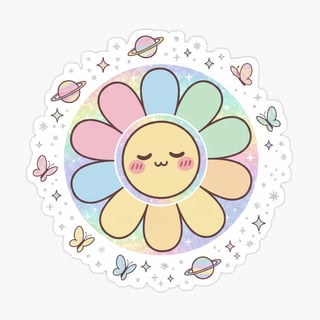 Chibi Pastel Daisy Sticker Design