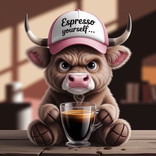 Cute Cartoon Highland Cow Illustration