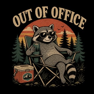 Retro Raccoon Out of Office Tee
