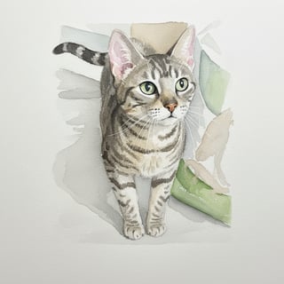 Watercolor Cat Portrait
