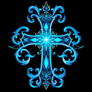Symmetrical Neon Fantasy Cross Illustration