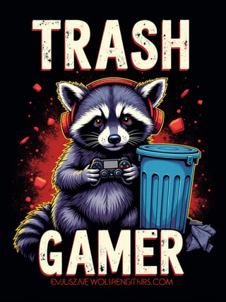 Colorful Raccoon Gamer T-Shirt Design