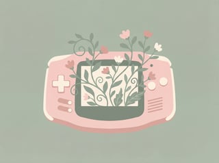 Pastel Pink Gaming Console with Vines