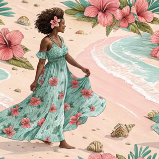 Glowing Bahamian Mother in Flowing Gown