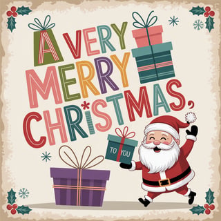 Vintage Santa Christmas Card Illustration