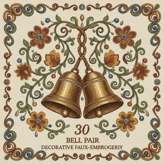 Bell Pair Faux-Embroidery Illustration