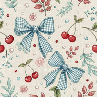 Romantic Cherry and Bow Pattern