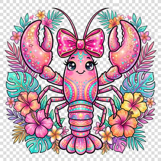 Cute Pink Lobster Illustration