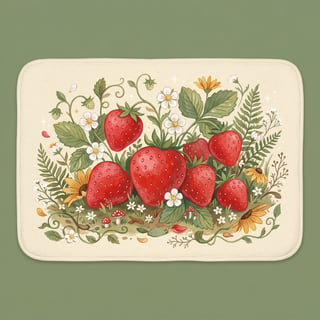 Whimsical Strawberry Forest Bath Mat