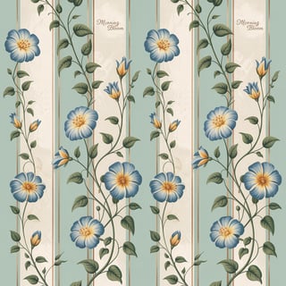 Vintage Floral Striped Wallpaper