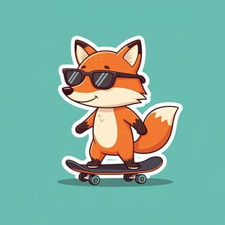 Skateboarding Fox Cartoon Illustration