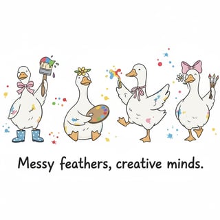 Art Teacher Geese with Paintbrushes