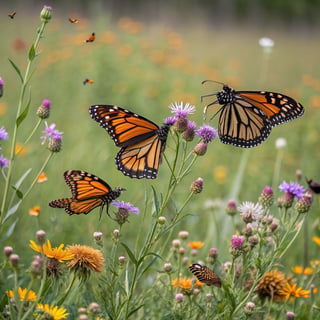 Vintage Monarch Butterfly Meadow