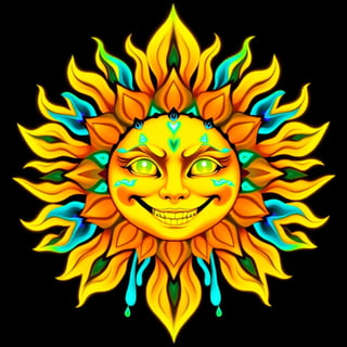 Symmetrical Fantasy Yellow Sun Illustration