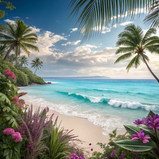 Elegant Tropical Beach and Ocean Scene