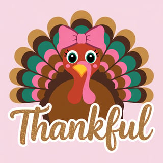 Colorful Turkey with Pink Bow