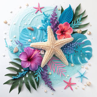 Elegant Starfish with Tropical Botanicals