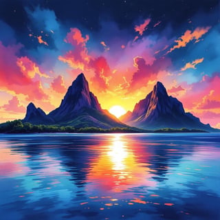 Lord Howe Island Ink & Watercolor Poster